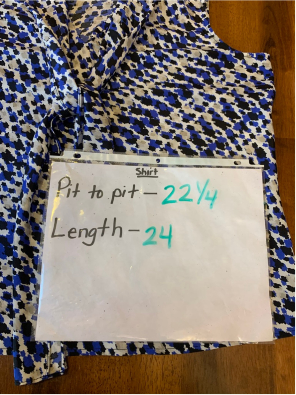 Black Label by Evan-Picone Top Large Blue, White, Black Pattern Sleeveless - Picture 5 of 9